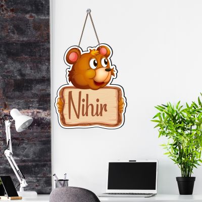 Personalized Bear Cute Animal Wooden Wall Hanging Customized With Name Kids Room, Living Room, Home Decor Birthday Gift For Kids